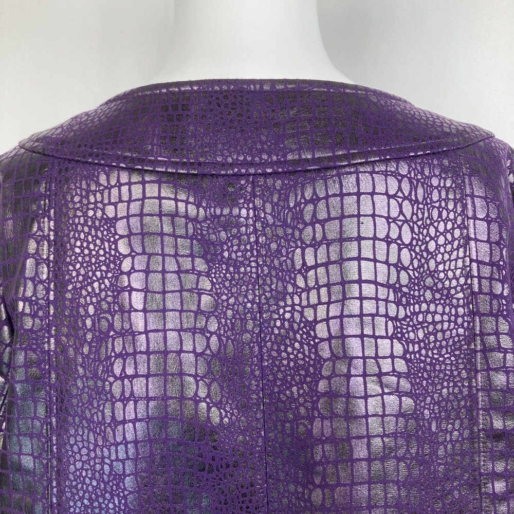 Susan Graver Blazer Jacket Womens M Purple Snake Print Full Zip 3/4 Bell Sleeve - Picture 5 of 10